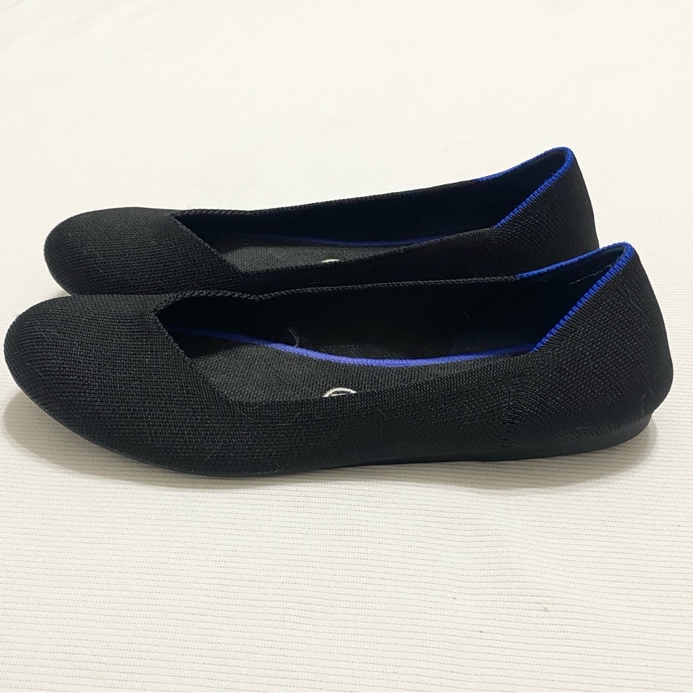 Rothy’s The Flat Round Toe Solid Black Knit Balle… - image 2